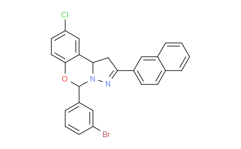 CAS No. 303060-30-2, 5-(3-Bromophenyl)-9-chloro-2-(naphthalen-2-yl)-5,10b-dihydro-1H-benzo[e]pyrazolo[1,5-c][1,3]oxazine