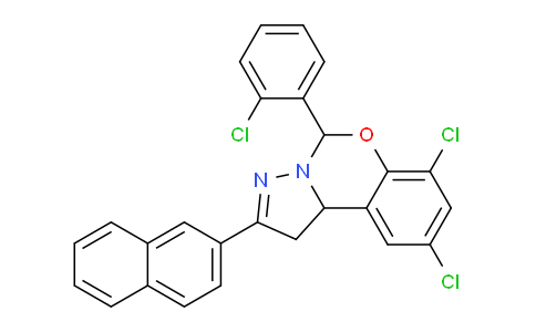 CAS No. 303107-15-5, 7,9-Dichloro-5-(2-chlorophenyl)-2-(naphthalen-2-yl)-5,10b-dihydro-1H-benzo[e]pyrazolo[1,5-c][1,3]oxazine