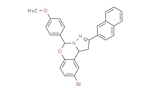 CAS No. 303060-55-1, 9-Bromo-5-(4-methoxyphenyl)-2-(naphthalen-2-yl)-5,10b-dihydro-1H-benzo[e]pyrazolo[1,5-c][1,3]oxazine