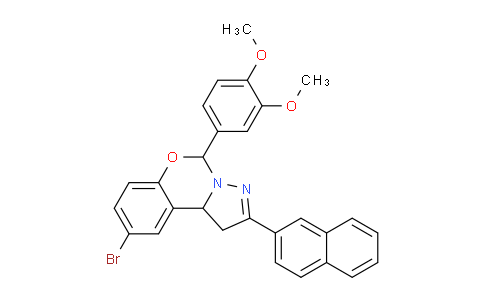 CAS No. 303060-19-7, 9-Bromo-5-(3,4-dimethoxyphenyl)-2-(naphthalen-2-yl)-5,10b-dihydro-1H-benzo[e]pyrazolo[1,5-c][1,3]oxazine