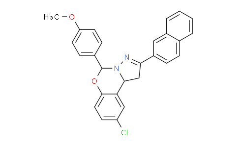 CAS No. 303060-26-6, 9-Chloro-5-(4-methoxyphenyl)-2-(naphthalen-2-yl)-5,10b-dihydro-1H-benzo[e]pyrazolo[1,5-c][1,3]oxazine