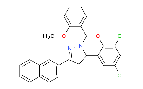CAS No. 303107-14-4, 7,9-Dichloro-5-(2-methoxyphenyl)-2-(naphthalen-2-yl)-5,10b-dihydro-1H-benzo[e]pyrazolo[1,5-c][1,3]oxazine