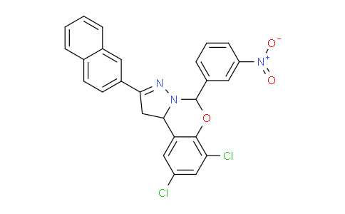 CAS No. 303060-33-5, 7,9-Dichloro-2-(naphthalen-2-yl)-5-(3-nitrophenyl)-5,10b-dihydro-1H-benzo[e]pyrazolo[1,5-c][1,3]oxazine