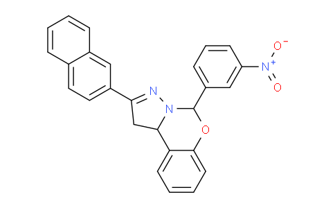 CAS No. 303060-06-2, 2-(Naphthalen-2-yl)-5-(3-nitrophenyl)-5,10b-dihydro-1H-benzo[e]pyrazolo[1,5-c][1,3]oxazine