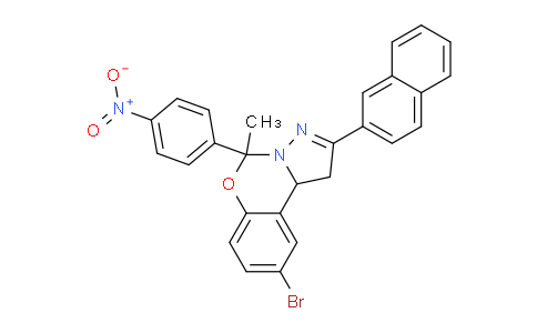 CAS No. 303060-10-8, 9-Bromo-5-methyl-2-(naphthalen-2-yl)-5-(4-nitrophenyl)-5,10b-dihydro-1H-benzo[e]pyrazolo[1,5-c][1,3]oxazine