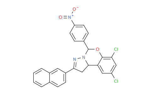 CAS No. 303060-64-2, 7,9-Dichloro-2-(naphthalen-2-yl)-5-(4-nitrophenyl)-5,10b-dihydro-1H-benzo[e]pyrazolo[1,5-c][1,3]oxazine