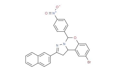 CAS No. 303060-08-4, 9-Bromo-2-(naphthalen-2-yl)-5-(4-nitrophenyl)-5,10b-dihydro-1H-benzo[e]pyrazolo[1,5-c][1,3]oxazine