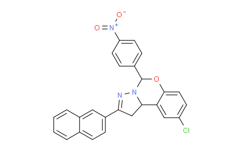 CAS No. 303060-21-1, 9-Chloro-2-(naphthalen-2-yl)-5-(4-nitrophenyl)-5,10b-dihydro-1H-benzo[e]pyrazolo[1,5-c][1,3]oxazine