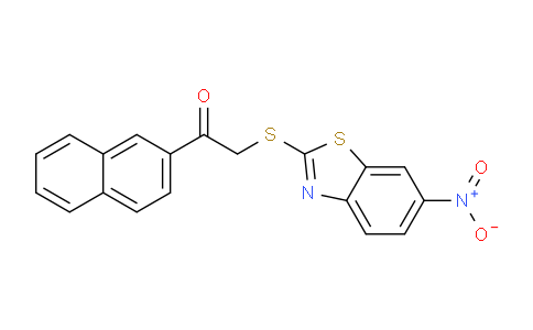 CAS No. 5397-96-6, 1-(Naphthalen-2-yl)-2-((6-nitrobenzo[d]thiazol-2-yl)thio)ethanone