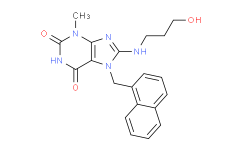 CAS No. 476480-11-2, 8-((3-Hydroxypropyl)amino)-3-methyl-7-(naphthalen-1-ylmethyl)-1H-purine-2,6(3H,7H)-dione