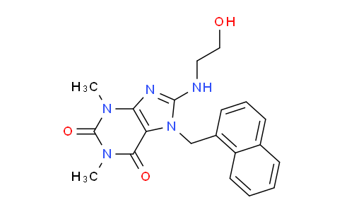 CAS No. 359910-28-4, 8-((2-Hydroxyethyl)amino)-1,3-dimethyl-7-(naphthalen-1-ylmethyl)-1H-purine-2,6(3H,7H)-dione
