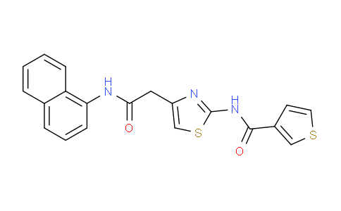 CAS No. 1209852-34-5, N-(4-(2-(Naphthalen-1-ylamino)-2-oxoethyl)thiazol-2-yl)thiophene-3-carboxamide