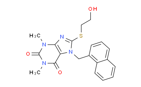 CAS No. 476480-42-9, 8-((2-Hydroxyethyl)thio)-1,3-dimethyl-7-(naphthalen-1-ylmethyl)-1H-purine-2,6(3H,7H)-dione
