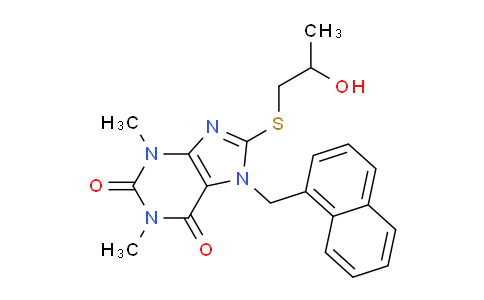 CAS No. 476480-44-1, 8-((2-Hydroxypropyl)thio)-1,3-dimethyl-7-(naphthalen-1-ylmethyl)-1H-purine-2,6(3H,7H)-dione