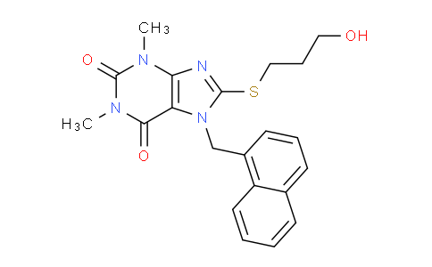CAS No. 476480-46-3, 8-((3-Hydroxypropyl)thio)-1,3-dimethyl-7-(naphthalen-1-ylmethyl)-1H-purine-2,6(3H,7H)-dione