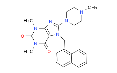 CAS No. 309938-17-8, 1,3-Dimethyl-8-(4-methylpiperazin-1-yl)-7-(naphthalen-1-ylmethyl)-1H-purine-2,6(3H,7H)-dione