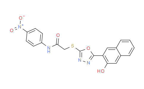 CAS No. 332377-28-3, 2-((5-(3-Hydroxynaphthalen-2-yl)-1,3,4-oxadiazol-2-yl)thio)-N-(4-nitrophenyl)acetamide