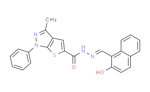 CAS No. 296262-01-6, N'-((2-Hydroxynaphthalen-1-yl)methylene)-3-methyl-1-phenyl-1H-thieno[2,3-c]pyrazole-5-carbohydrazide