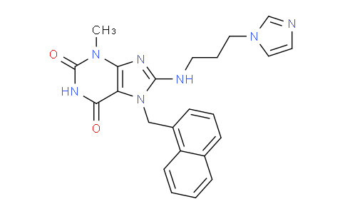 CAS No. 476480-07-6, 8-((3-(1H-Imidazol-1-yl)propyl)amino)-3-methyl-7-(naphthalen-1-ylmethyl)-1H-purine-2,6(3H,7H)-dione