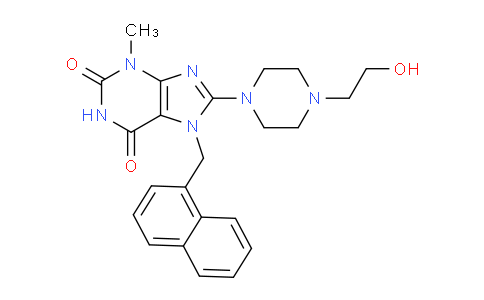 CAS No. 476480-06-5, 8-(4-(2-Hydroxyethyl)piperazin-1-yl)-3-methyl-7-(naphthalen-1-ylmethyl)-1H-purine-2,6(3H,7H)-dione