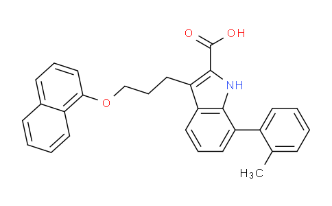CAS No. 1073061-43-4, 3-(3-(Naphthalen-1-yloxy)propyl)-7-(o-tolyl)-1H-indole-2-carboxylic acid