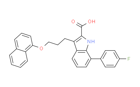 CAS No. 1073061-30-9, 7-(4-Fluorophenyl)-3-(3-(naphthalen-1-yloxy)propyl)-1H-indole-2-carboxylic acid