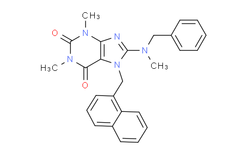CAS No. 476480-16-7, 8-(Benzyl(methyl)amino)-1,3-dimethyl-7-(naphthalen-1-ylmethyl)-1H-purine-2,6(3H,7H)-dione