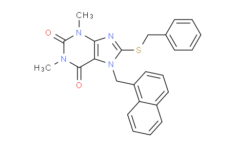 CAS No. 476481-16-0, 8-(Benzylthio)-1,3-dimethyl-7-(naphthalen-1-ylmethyl)-1H-purine-2,6(3H,7H)-dione