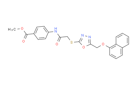 CAS No. 332161-25-8, Methyl 4-(2-((5-((naphthalen-1-yloxy)methyl)-1,3,4-oxadiazol-2-yl)thio)acetamido)benzoate