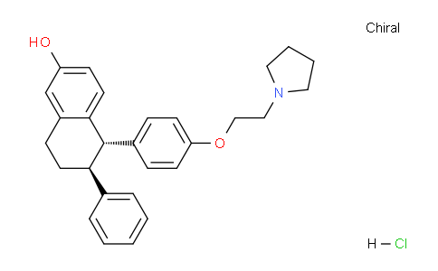 CAS No. 180915-91-7, trans-6-Phenyl-5-(4-(2-(pyrrolidin-1-yl)ethoxy)phenyl)-5,6,7,8-tetrahydronaphthalen-2-ol hydrochloride