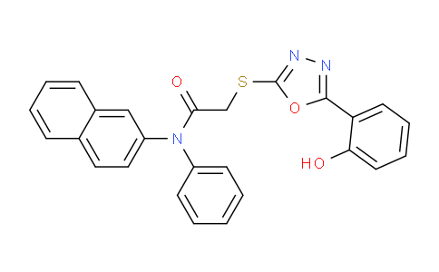 CAS No. 332908-90-4, 2-((5-(2-Hydroxyphenyl)-1,3,4-oxadiazol-2-yl)thio)-N-(naphthalen-2-yl)-N-phenylacetamide