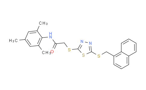 CAS No. 618880-46-9, N-Mesityl-2-((5-((naphthalen-1-ylmethyl)thio)-1,3,4-thiadiazol-2-yl)thio)acetamide