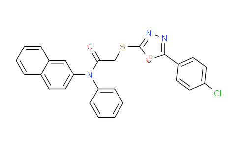 CAS No. 332910-06-2, 2-((5-(4-Chlorophenyl)-1,3,4-oxadiazol-2-yl)thio)-N-(naphthalen-2-yl)-N-phenylacetamide