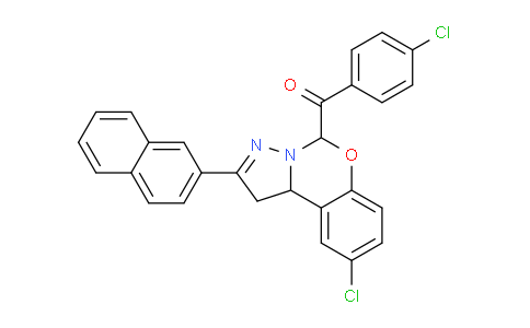 CAS No. 303059-95-2, (9-Chloro-2-(naphthalen-2-yl)-5,10b-dihydro-1H-benzo[e]pyrazolo[1,5-c][1,3]oxazin-5-yl)(4-chlorophenyl)methanone