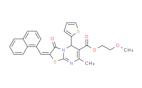 CAS No. 617698-64-3, 2-Methoxyethyl 7-methyl-2-(naphthalen-1-ylmethylene)-3-oxo-5-(thiophen-2-yl)-3,5-dihydro-2H-thiazolo[3,2-a]pyrimidine-6-carboxylate