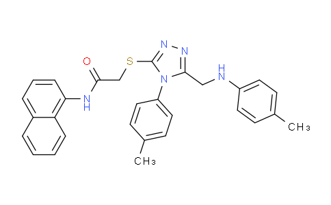 CAS No. 335217-84-0, N-(Naphthalen-1-yl)-2-((4-(p-tolyl)-5-((p-tolylamino)methyl)-4H-1,2,4-triazol-3-yl)thio)acetamide