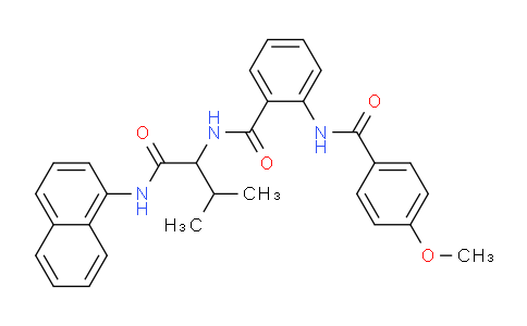 CAS No. 345244-55-5, 2-(4-Methoxybenzamido)-N-(3-methyl-1-(naphthalen-1-ylamino)-1-oxobutan-2-yl)benzamide
