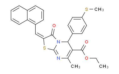 CAS No. 357438-61-0, Ethyl 7-methyl-5-(4-(methylthio)phenyl)-2-(naphthalen-1-ylmethylene)-3-oxo-3,5-dihydro-2H-thiazolo[3,2-a]pyrimidine-6-carboxylate