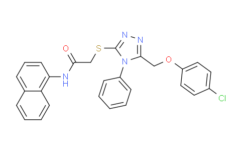 CAS No. 332948-45-5, 2-((5-((4-Chlorophenoxy)methyl)-4-phenyl-4H-1,2,4-triazol-3-yl)thio)-N-(naphthalen-1-yl)acetamide