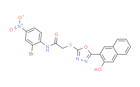 CAS No. 332377-21-6, N-(2-Bromo-4-nitrophenyl)-2-((5-(3-hydroxynaphthalen-2-yl)-1,3,4-oxadiazol-2-yl)thio)acetamide
