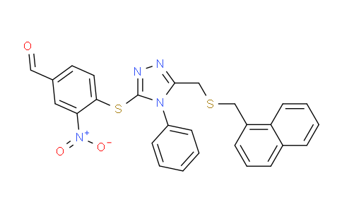 CAS No. 303010-08-4, 4-((5-(((Naphthalen-1-ylmethyl)thio)methyl)-4-phenyl-4H-1,2,4-triazol-3-yl)thio)-3-nitrobenzaldehyde