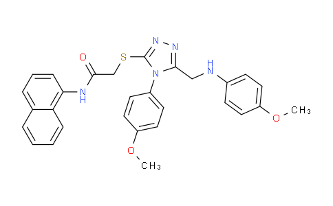 CAS No. 335402-04-5, 2-((4-(4-Methoxyphenyl)-5-(((4-methoxyphenyl)amino)methyl)-4H-1,2,4-triazol-3-yl)thio)-N-(naphthalen-1-yl)acetamide