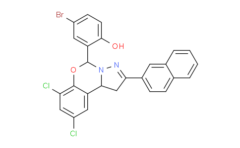 CAS No. 303060-61-9, 4-Bromo-2-(7,9-dichloro-2-(naphthalen-2-yl)-5,10b-dihydro-1H-benzo[e]pyrazolo[1,5-c][1,3]oxazin-5-yl)phenol