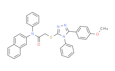 CAS No. 332384-97-1, 2-((5-(4-Methoxyphenyl)-4-phenyl-4H-1,2,4-triazol-3-yl)thio)-N-(naphthalen-2-yl)-N-phenylacetamide
