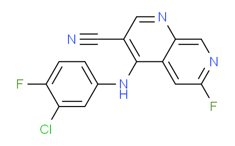 CAS No. 305371-33-9, 4-((3-Chloro-4-fluorophenyl)amino)-6-fluoro-1,7-naphthyridine-3-carbonitrile