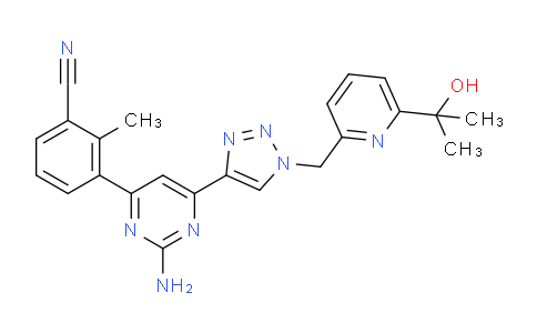 CAS No. 2239273-34-6, 3-[2-amino-6-[1-[[6-(2-hydroxypropan-2-yl)pyridin-2-yl]methyl]triazol-4-yl]pyrimidin-4-yl]-2-methylbenzonitrile