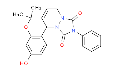 CAS No. 908568-01-4, 10-Hydroxy-7,7-dimethyl-2-phenyl-7,12b-dihydrochromeno[4,3-c][1,2,4]triazolo[1,2-a]pyridazine-1,3(2H,5H)-dione
