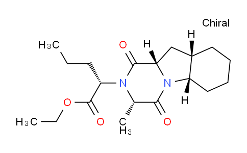 CAS No. 129970-98-5, ethyl (S)-2-((3S,5aS,9aS,10aS)-3-methyl-1,4-dioxodecahydropyrazino[1,2-a]indol-2(1H)-yl)pentanoate