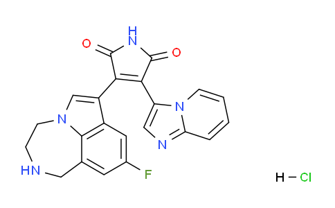 CAS No. 603272-51-1, 3-(9-fluoro-1,2,3,4-tetrahydro-[1,4]diazepino[6,7,1-hi]indol-7-yl)-4-(imidazo[1,2-a]pyridin-3-yl)-1H-pyrrole-2,5-dione hydrochloride