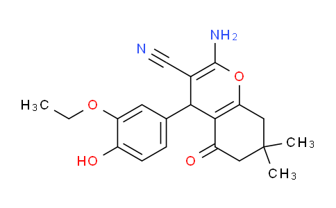CAS No. 302323-19-9, 2-Amino-4-(3-ethoxy-4-hydroxyphenyl)-7,7-dimethyl-5-oxo-5,6,7,8-tetrahydro-4H-chromene-3-carbonitrile